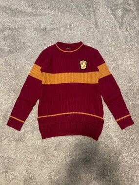 Harry Potter Gryffindor Burgundy and Gold Striped Crewneck Sweater
